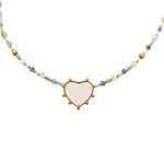 Girocollo pietrine cuore madreperla - KLK