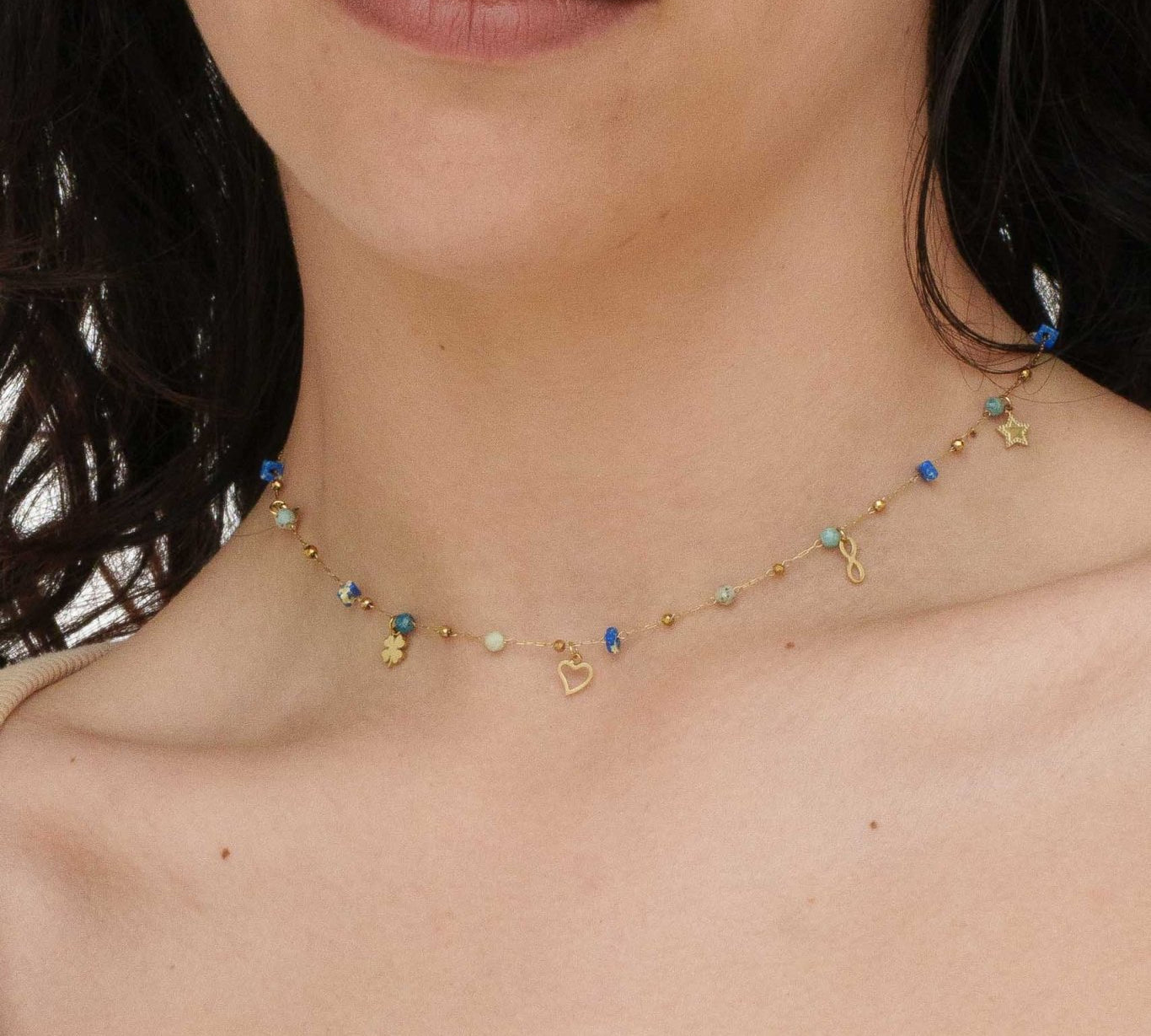 Girocollo pietrine e ciondolini - KLK