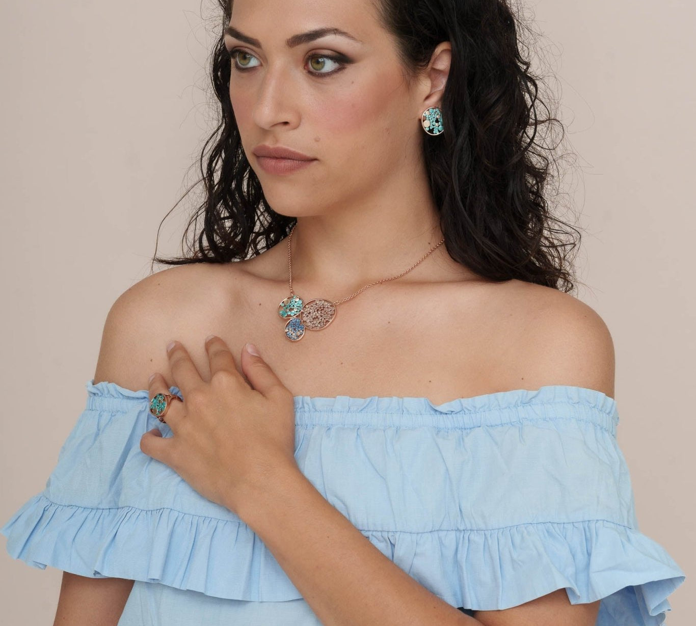 Orecchini cerchi multi pallini - KLK