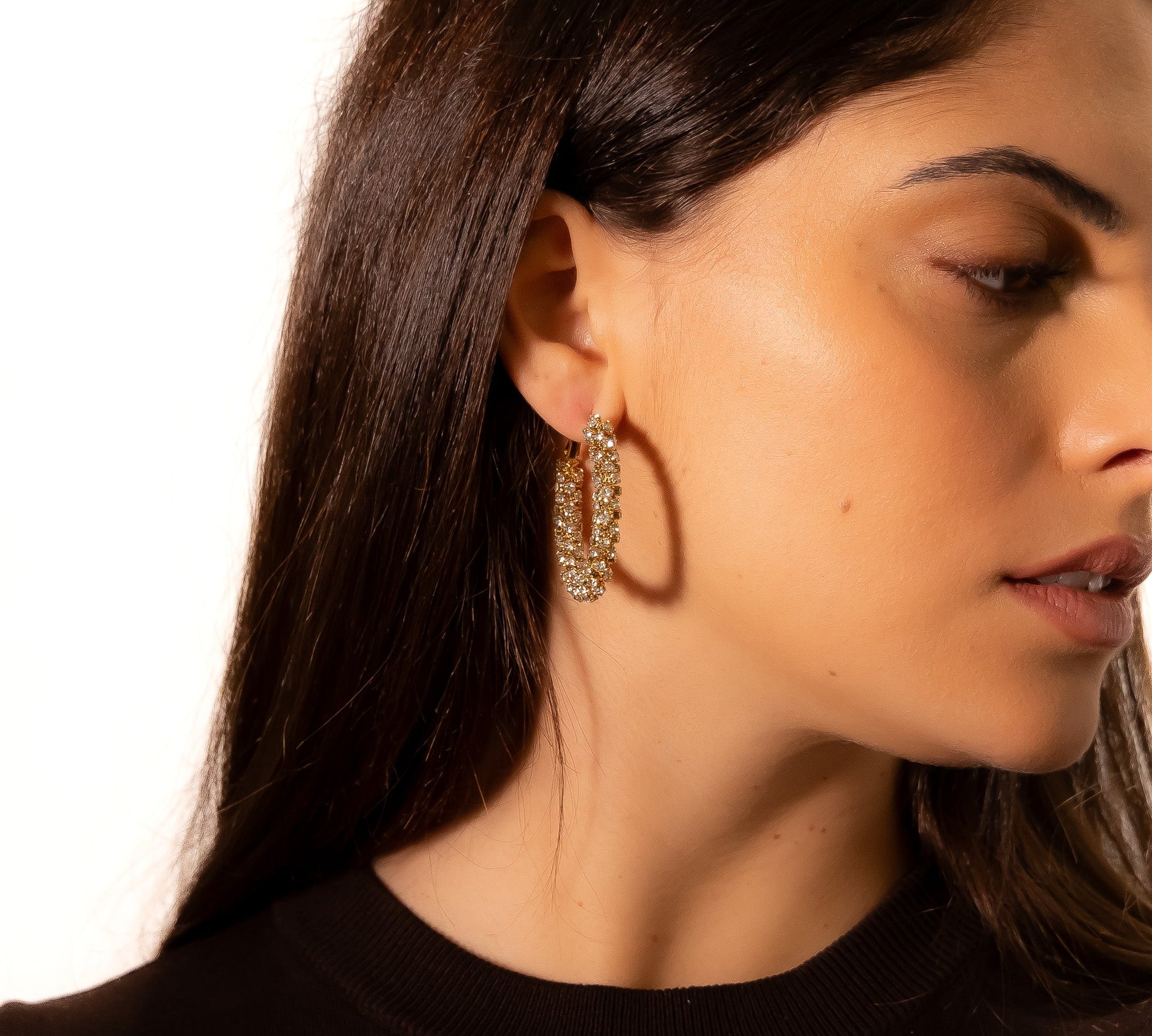 Orecchini cerchio con strass - KLK