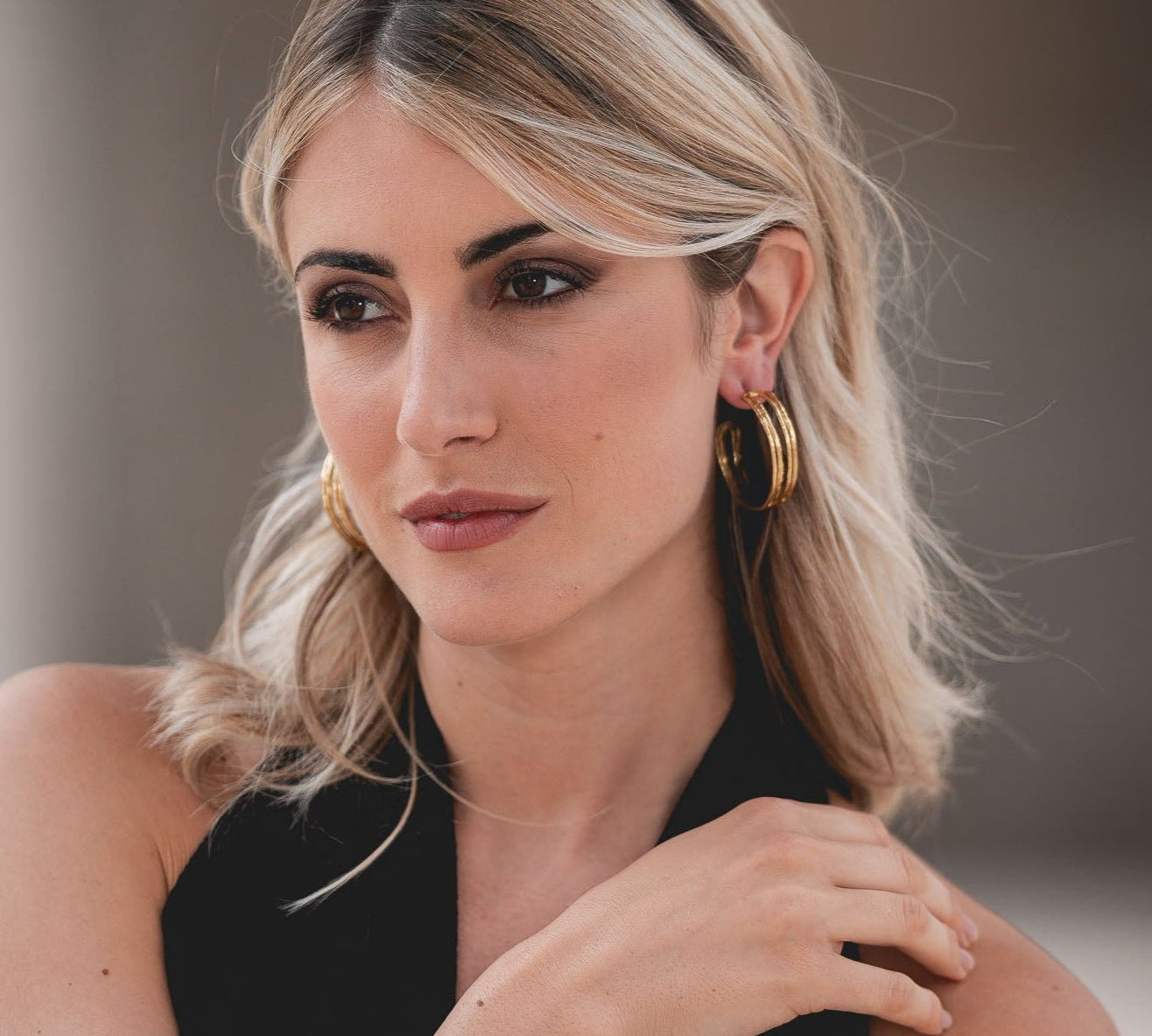 Orecchini cerchio rigato - KLK