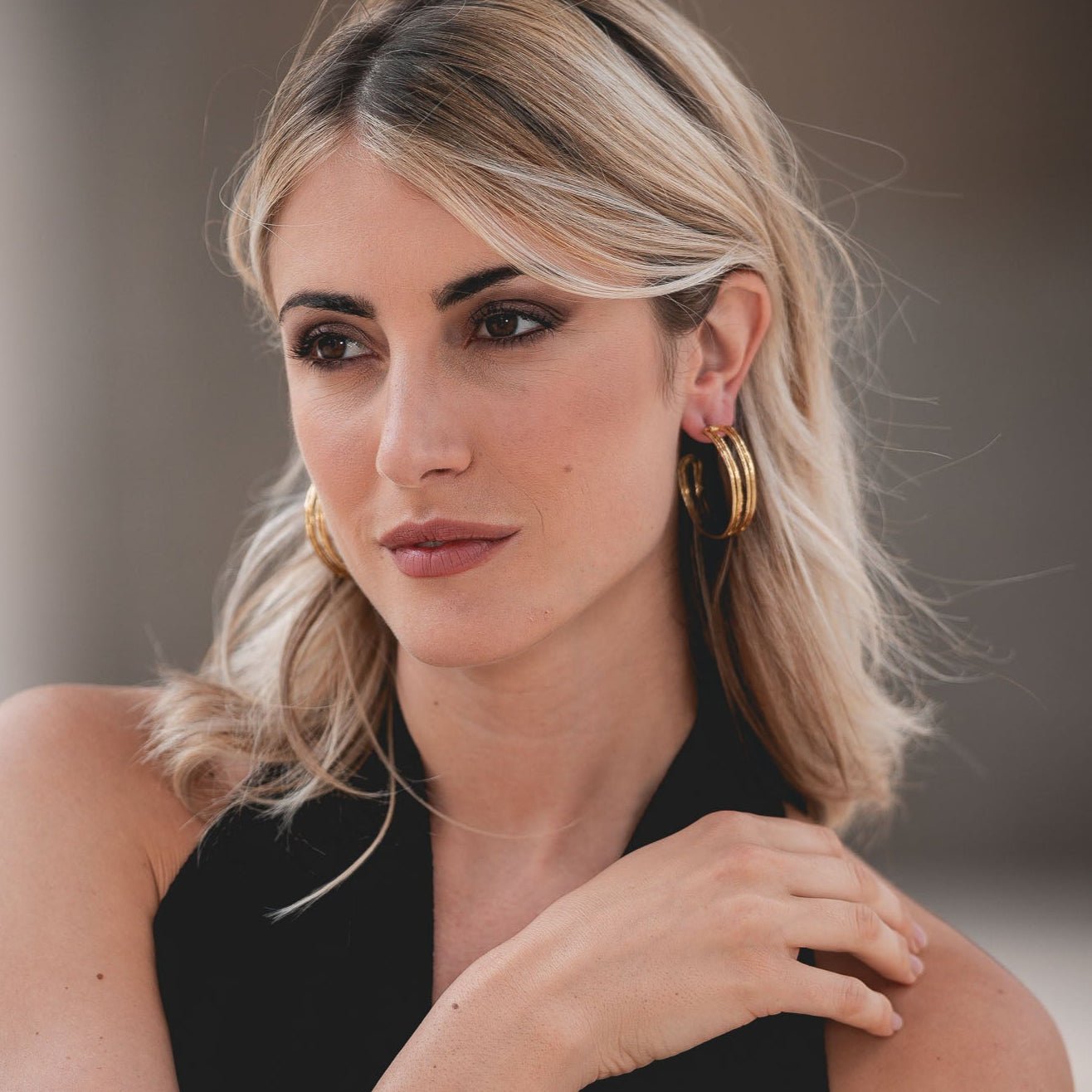 Orecchini cerchio rigato - KLK
