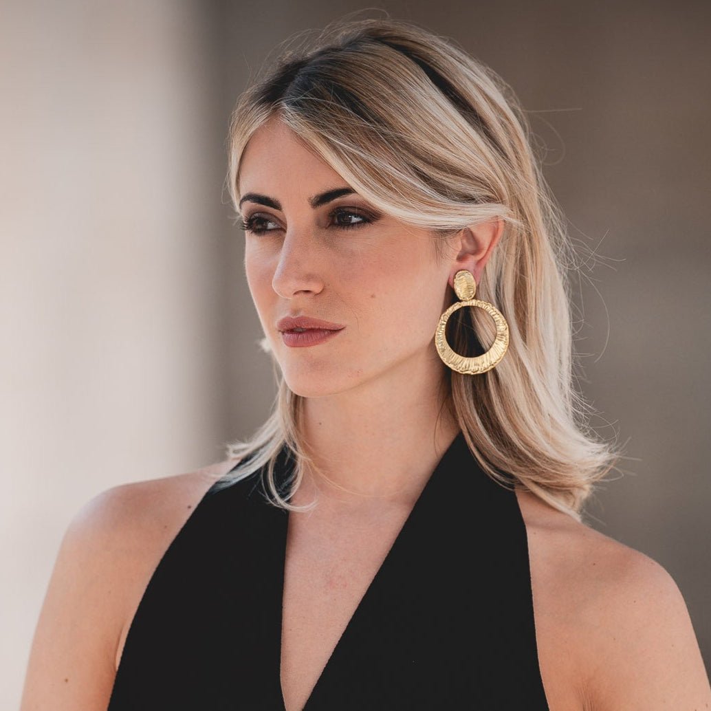 Orecchini ovale e cerchio rigati - KLK