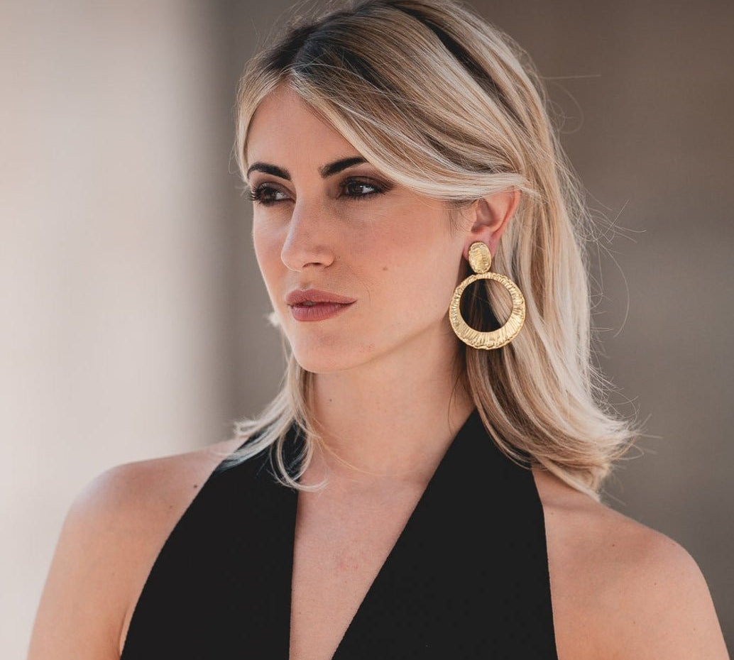 Orecchini ovale e cerchio rigati - KLK