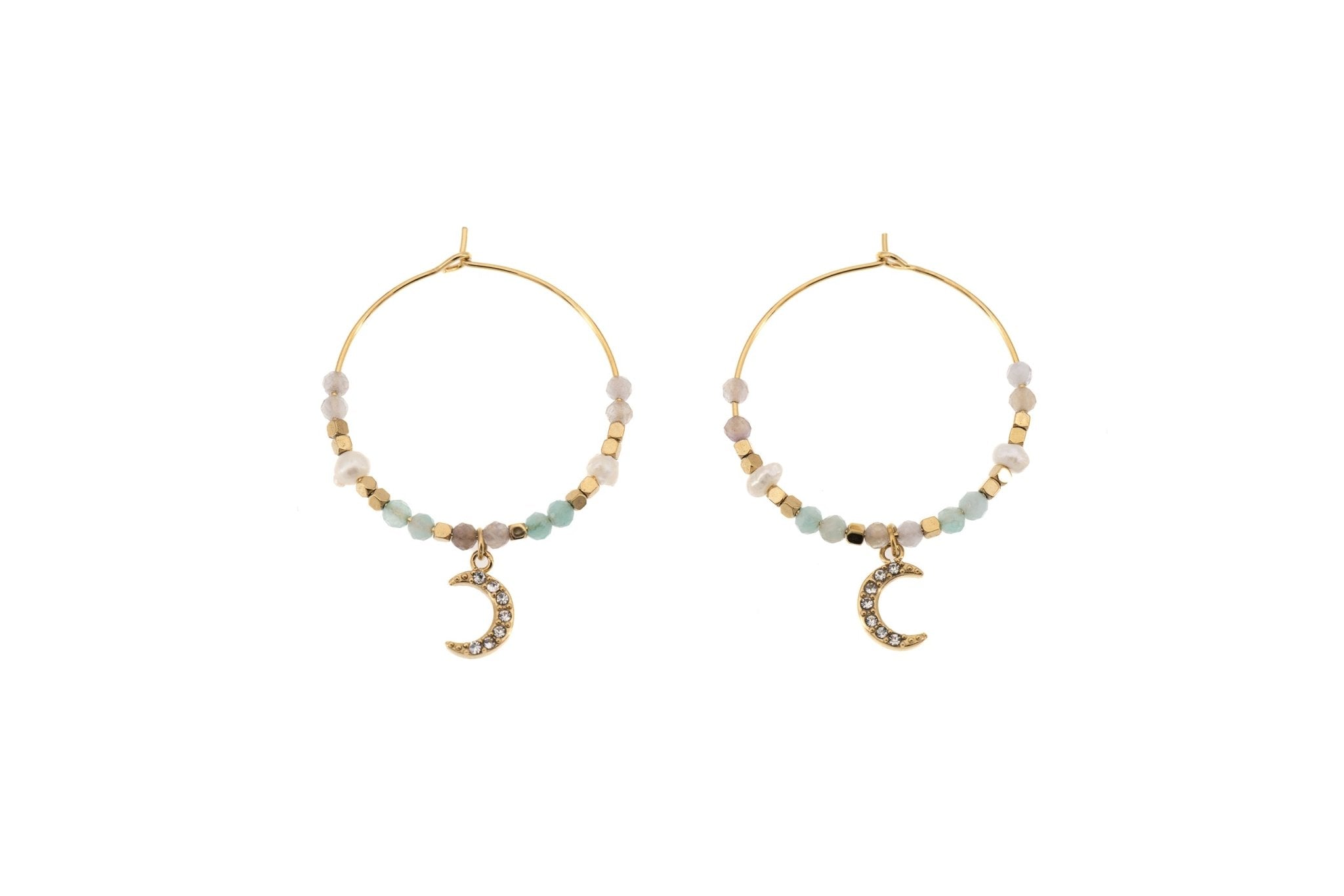 Orecchini pietrine e luna - KLK