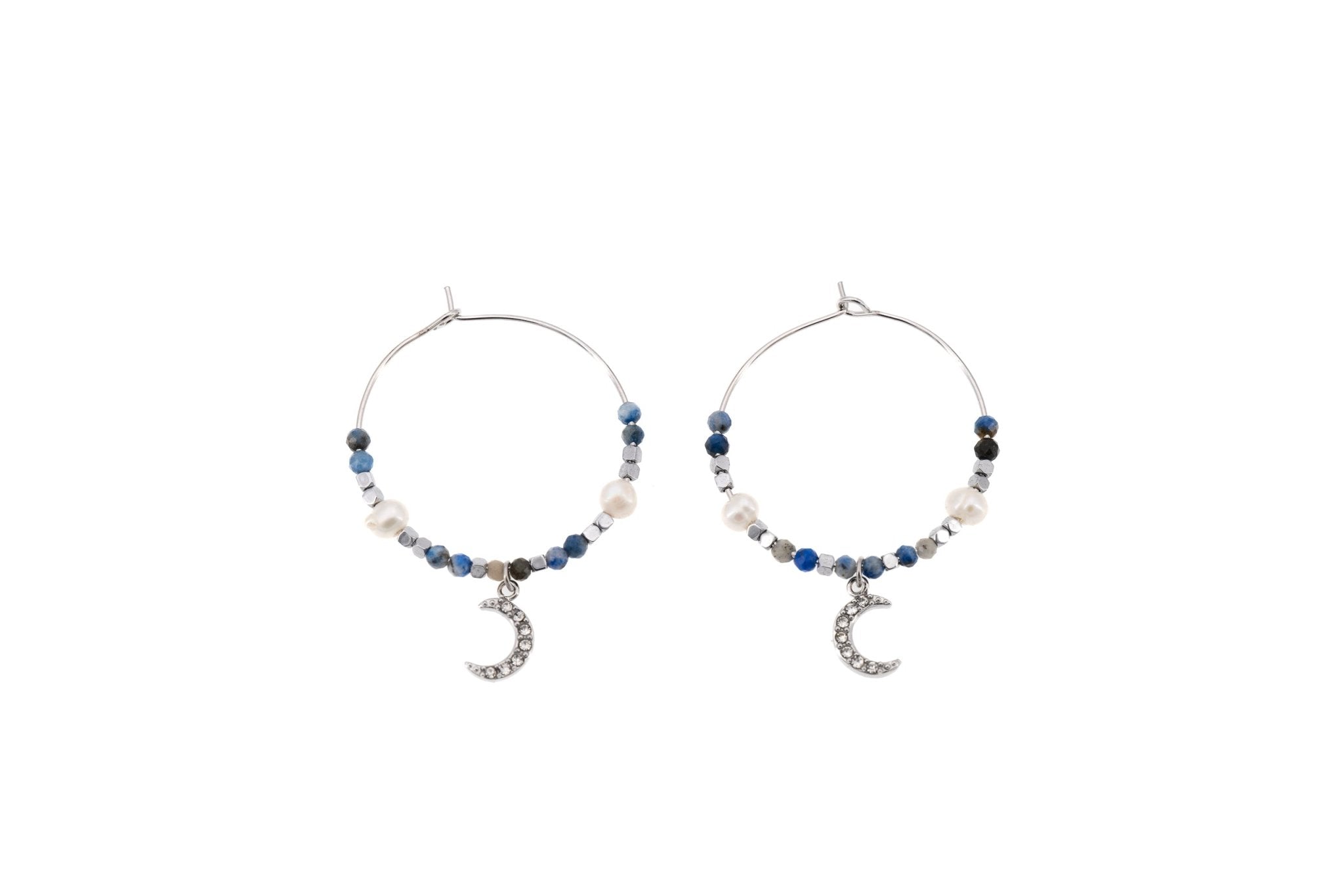 Orecchini pietrine e luna - KLK