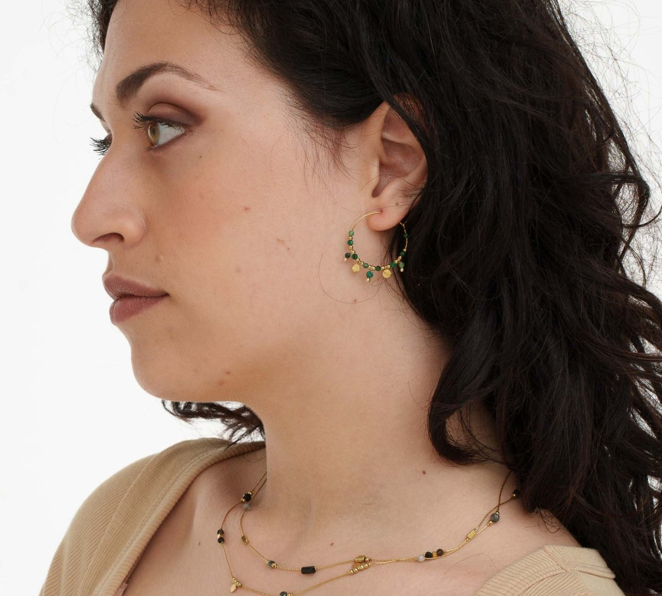 Orecchini pietrine e medagliette - KLK