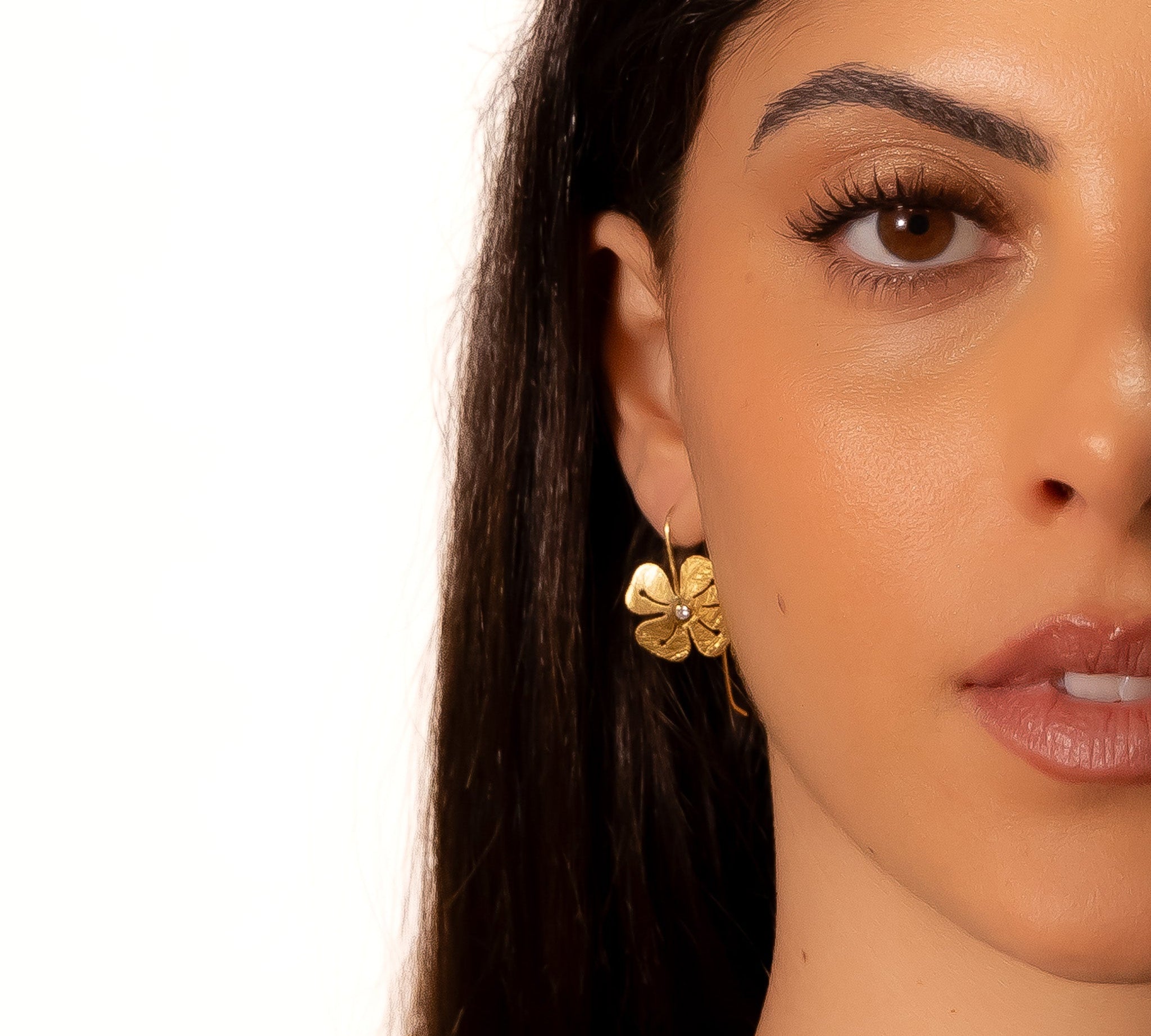 Orecchini quadrifoglio strass - KLK