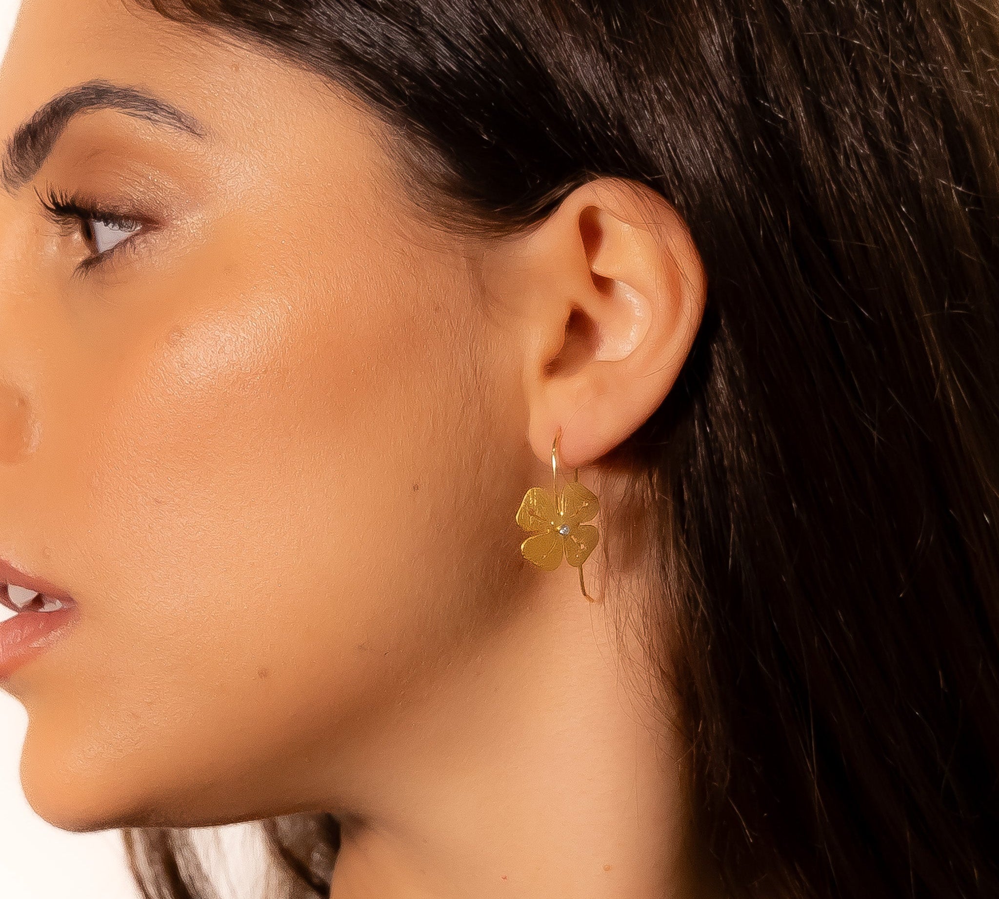 Orecchini quadrifoglio strass - KLK