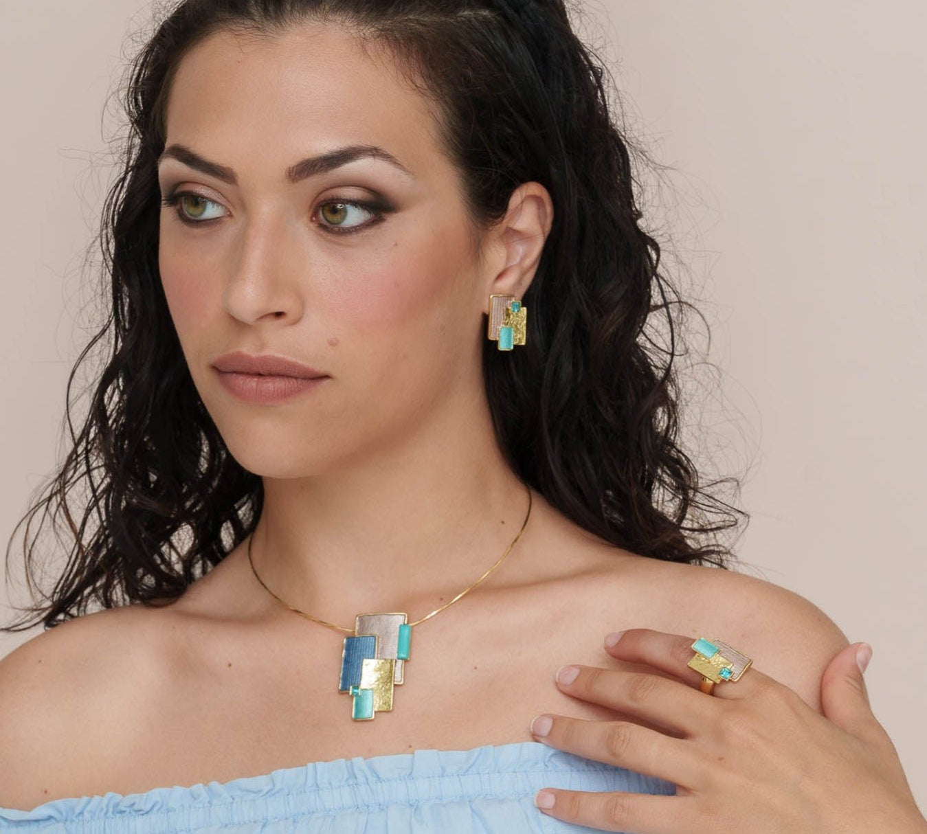 Orecchini rettangoli sovrapposti - KLK