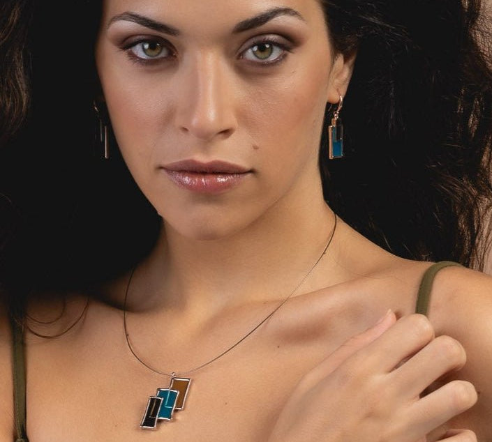 Orecchini rettangoli vetrata - KLK