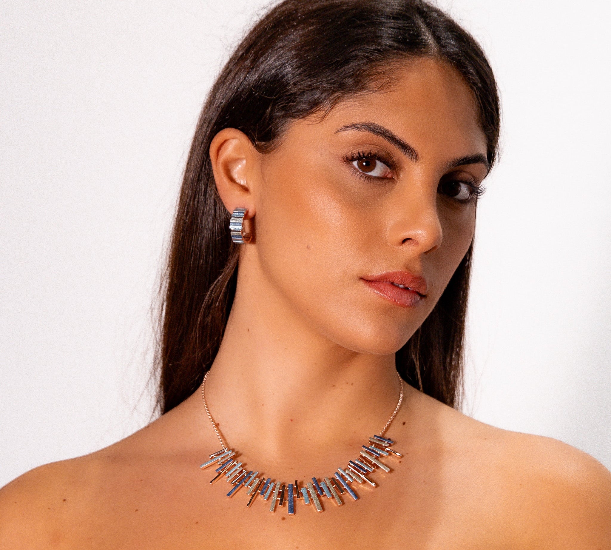 Orecchini semicerchio barrette fine - KLK