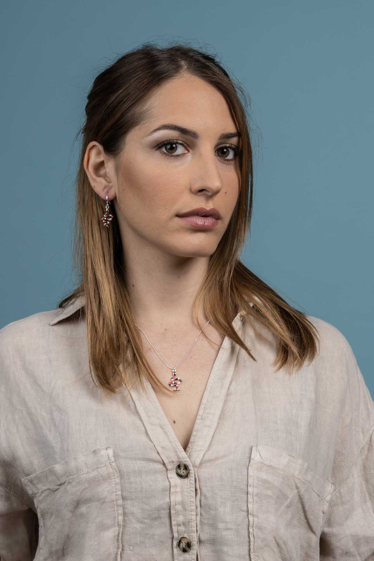 Orecchini serpentino corallo - KLK