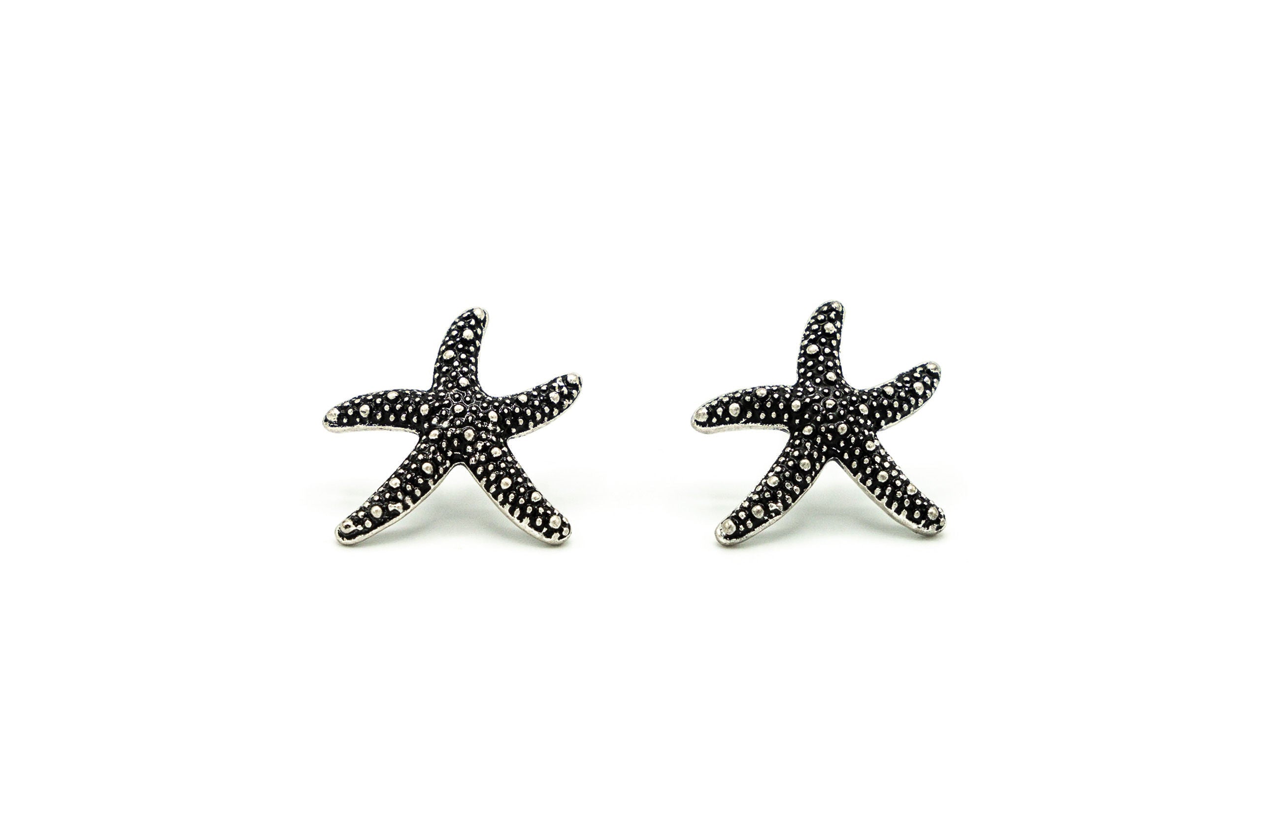 Orecchini a forma di stella marina in argento sterling con taglio a diamante. 3/16 x 3/16 - Italia Orecchini a forma di stella marina in argento sterling con taglio a diamante. 3/16 x 3/16 - Italia