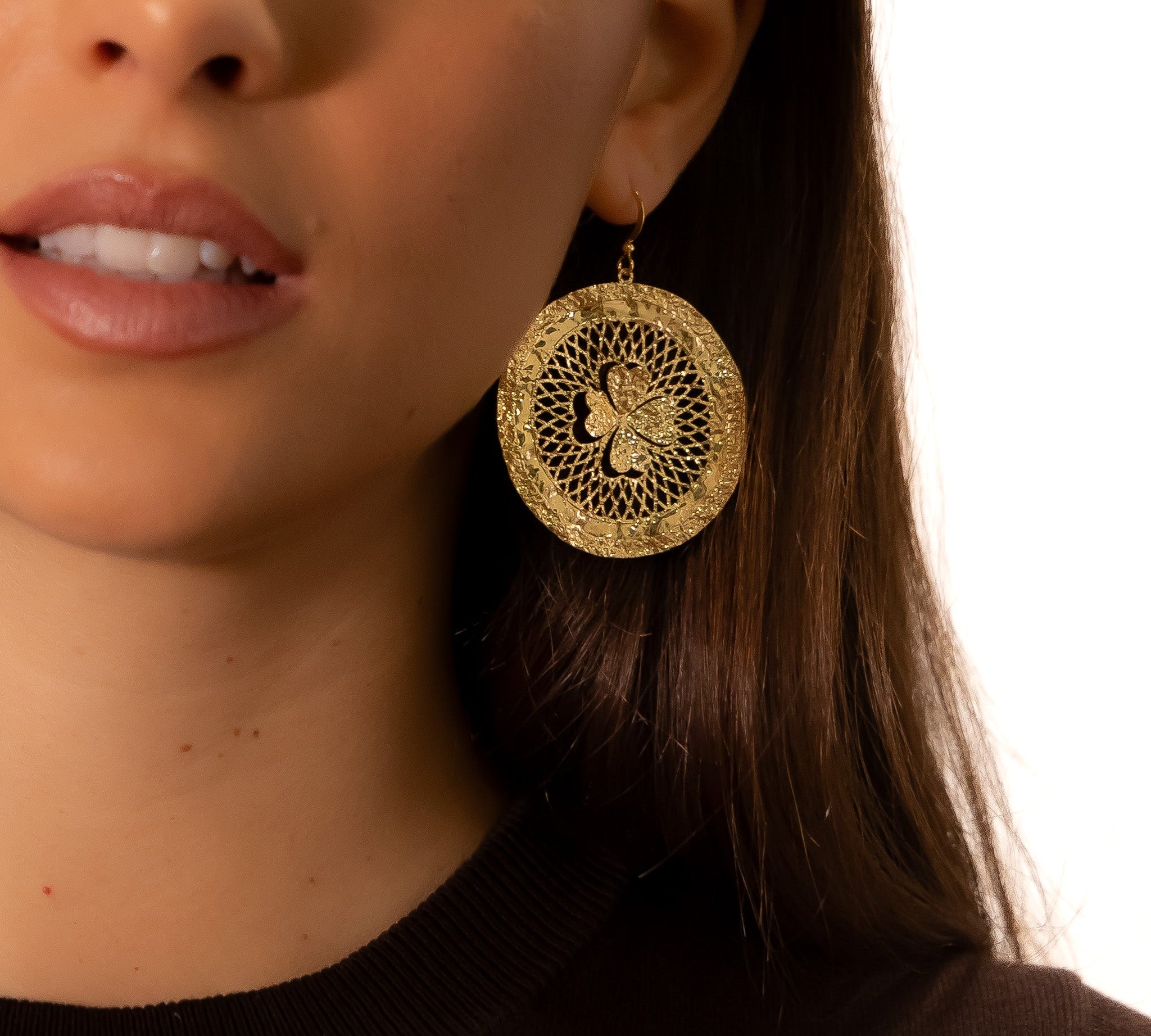 Orecchini tondo quadrifoglio - KLK