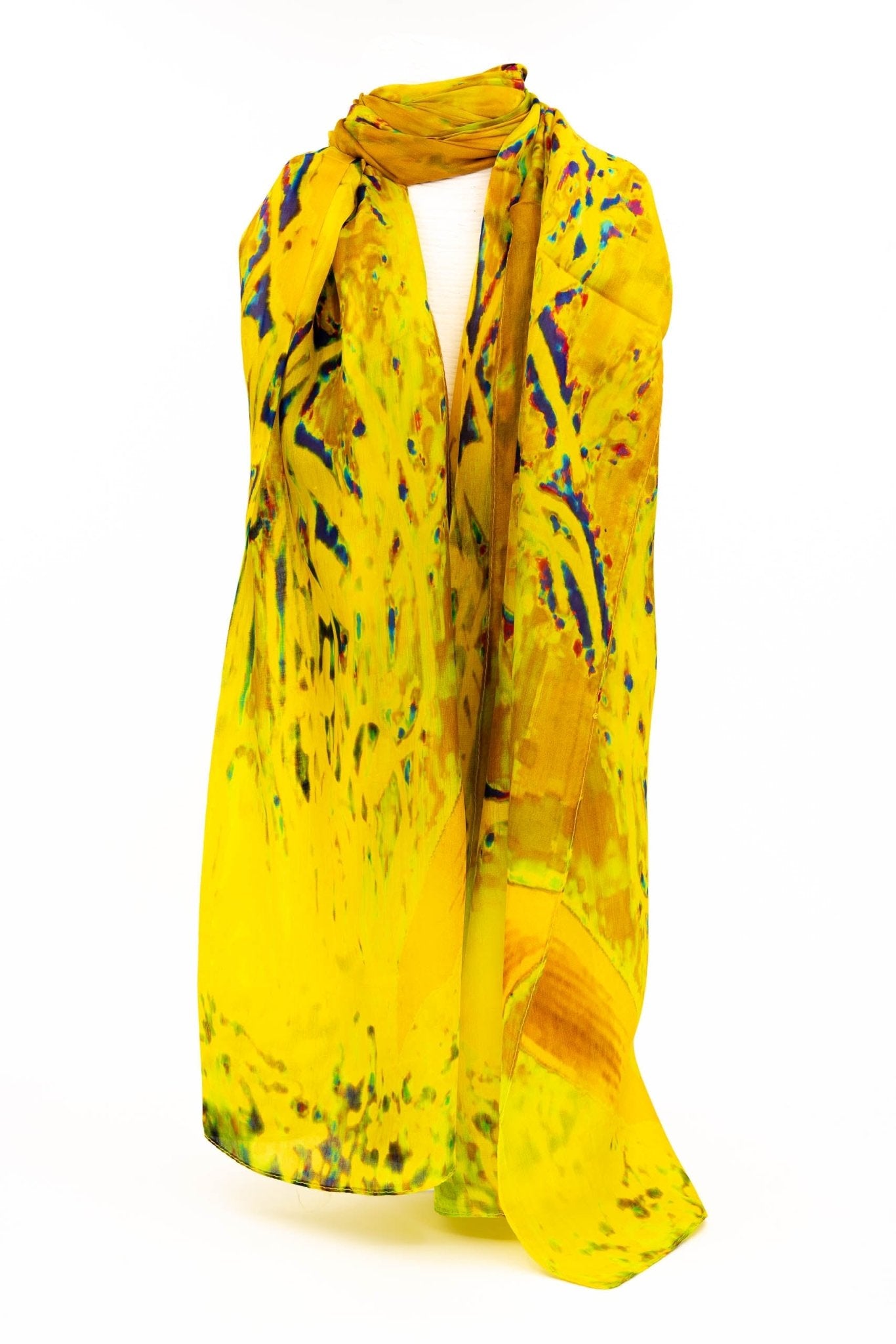 Sciarpa seta piccola astratto giallo - KLK