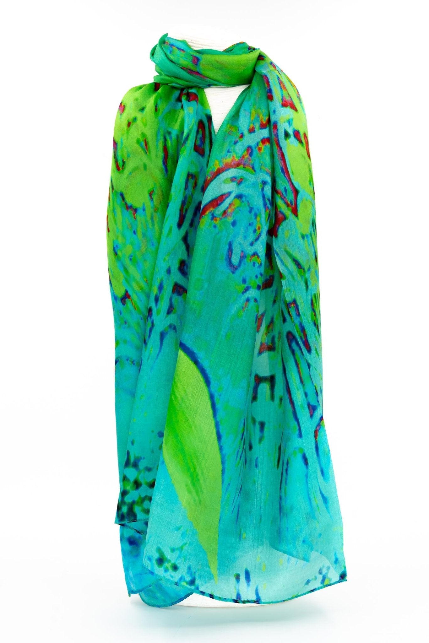 Sciarpa seta piccola astratto verde - KLK