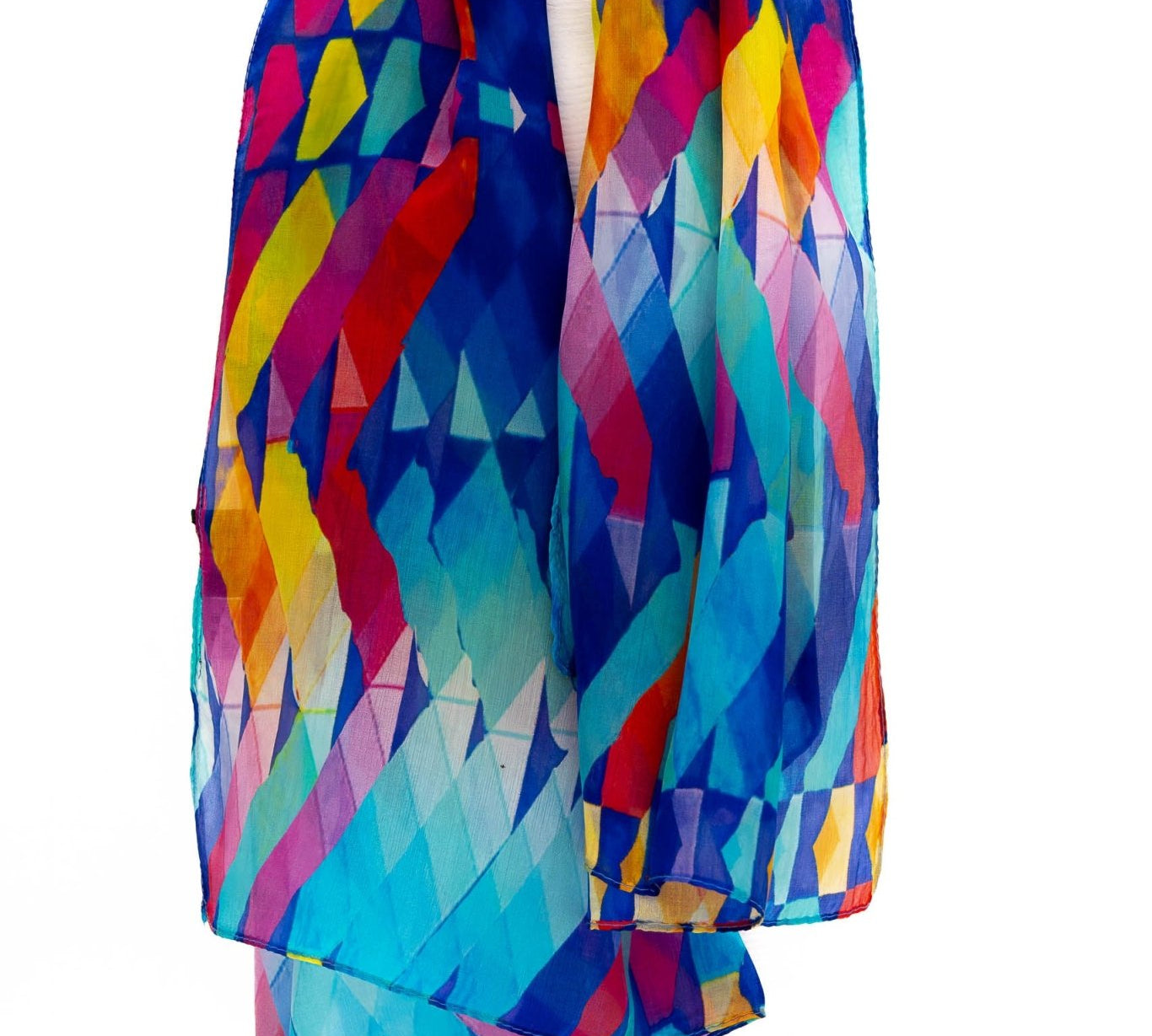 Sciarpa seta piccola zig zag blu - KLK