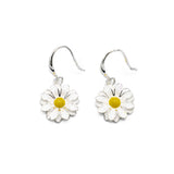 Orecchini pendenti placcati in argento e dipinti a mano.  Altezza: 1,5 cm  Materiale: zama con placcatura argento 3 micron  Tonalità smalti: bianco, giallo