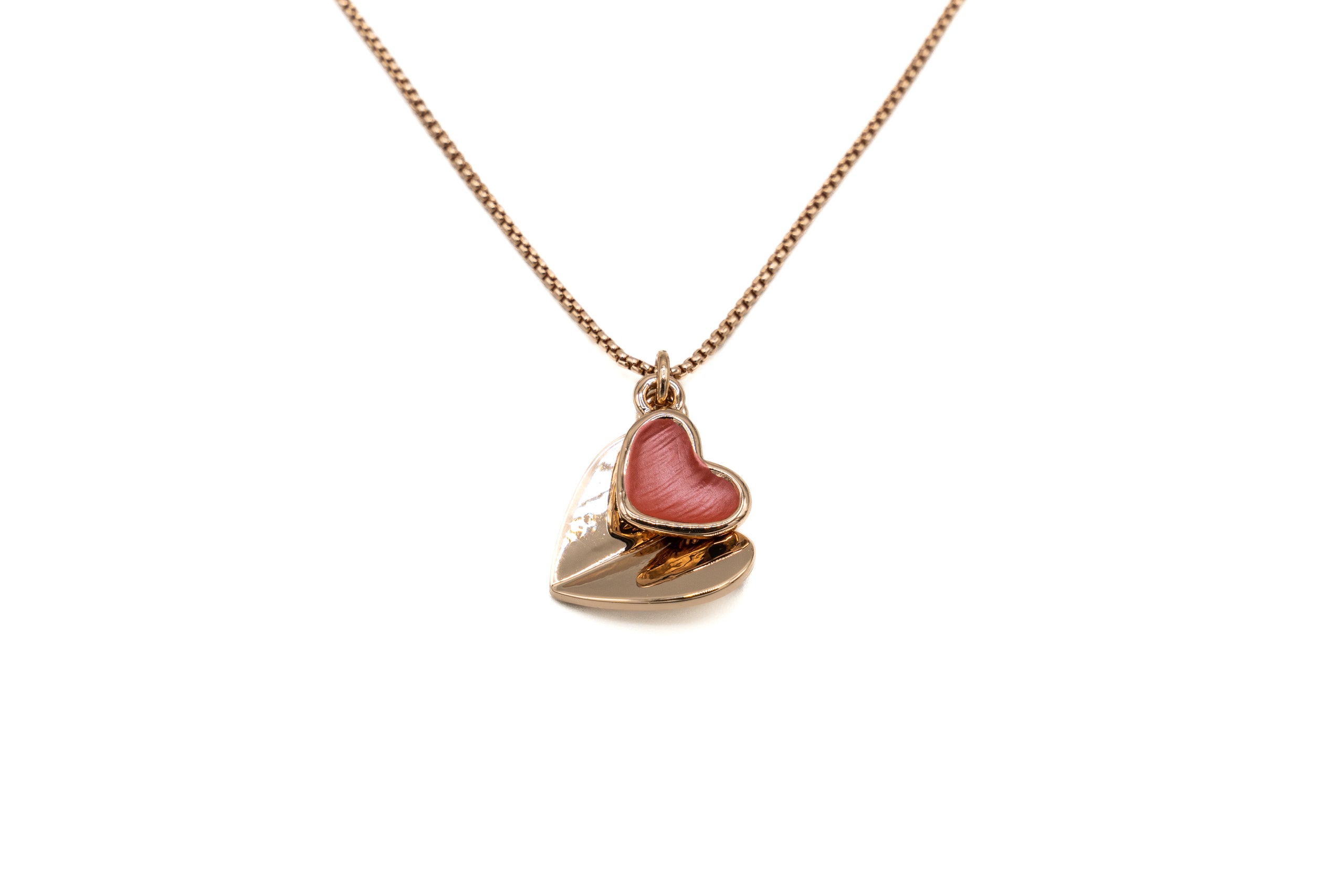 Collana lunghezza regolabile, finitura galvanica in oro rosa con ciondolino dipinto a mano.