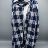 Winter scarf with lurex check fringes