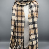 Checkered fringe winter scarf